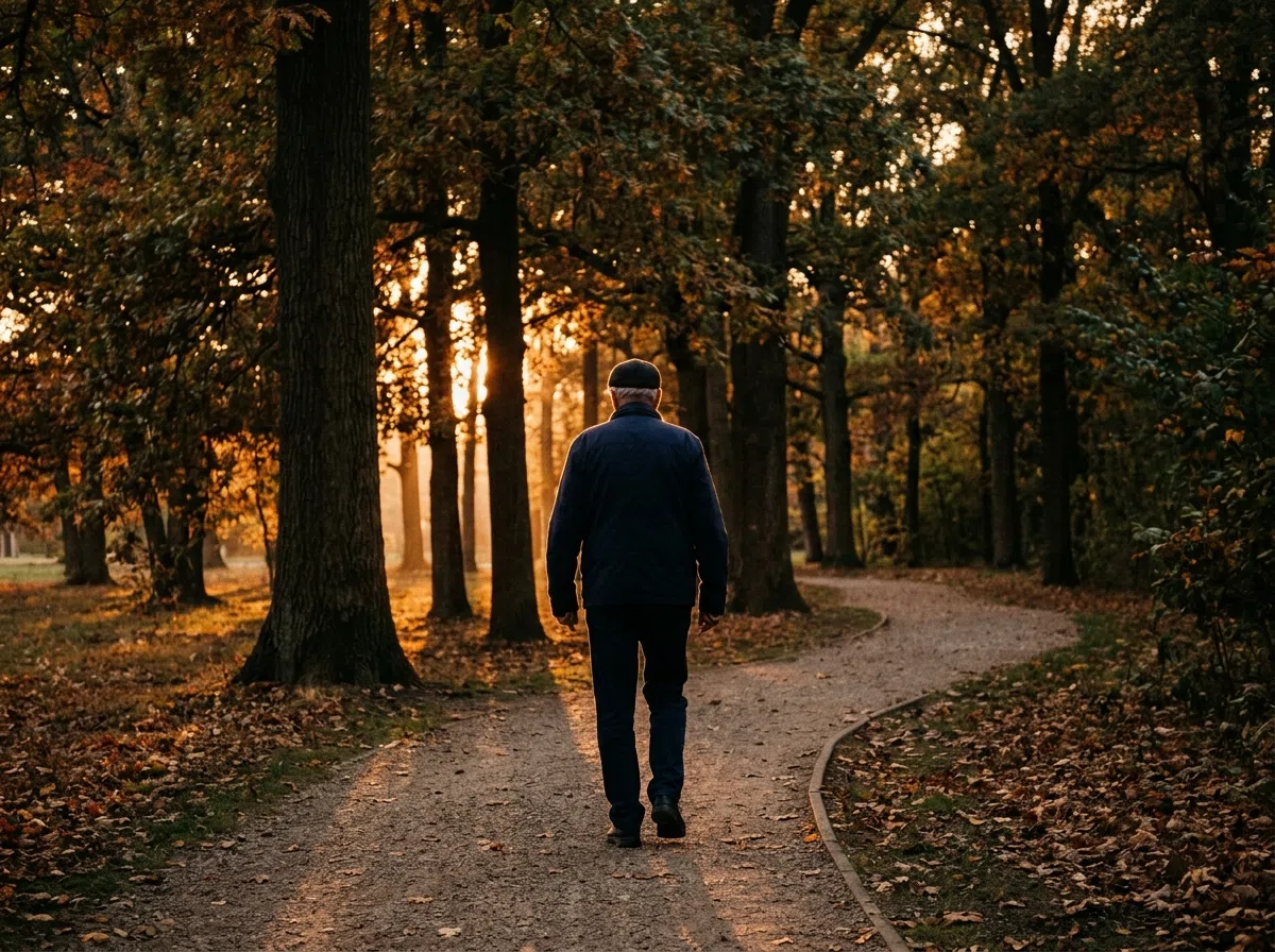 Anonieme oudere man wandelt in park - actieve levensstijl na 50