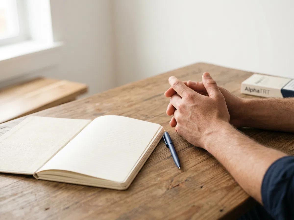 Anonieme handen op bureau met notitieboek - redactionele sfeer Verve Journal